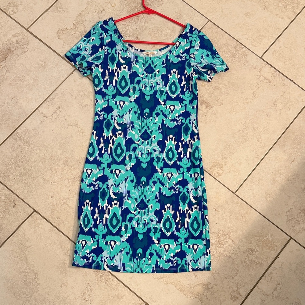 All For Color Teal and Navy Mini Dress